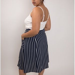 Blue and white stripe skirt.